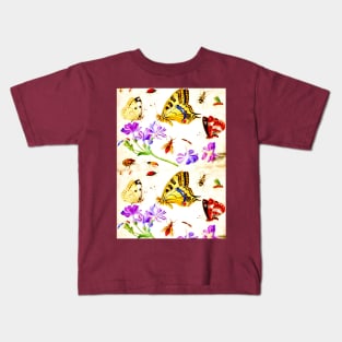 Butterflies, Other Insects, and Flowers by Jan van Kessel (Digitally Enhanced) Kids T-Shirt